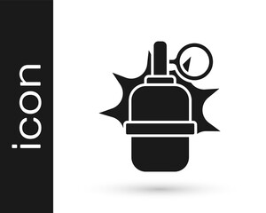 Black Hand grenade icon isolated on white background. Bomb explosion. Vector.