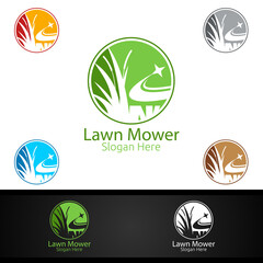 Lawn Mower Logo for Lawn Mowing Gardener Design