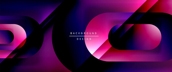 Vector geometric abstract background with lines and modern forms. Fluid gradient with abstract round shapes and shadow and light effects