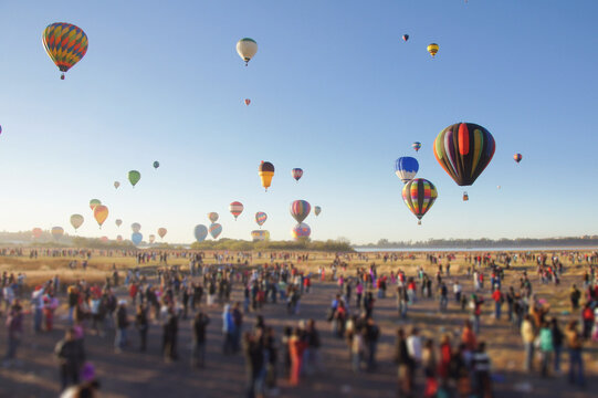 Hot air balloons rising