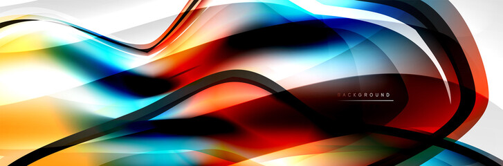 Vector abstract background, flowing liquid style bubble with metallic, color quicksilver chrome texture and color glow effects