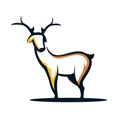 Deer silhouette line art logo design