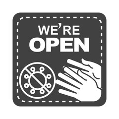 were open sign board after quarantine covid 19 silhouette icon