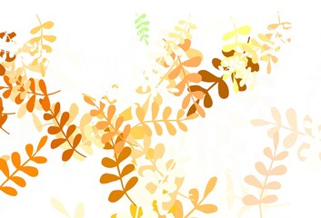 Light Green, Yellow vector doodle background with leaves.