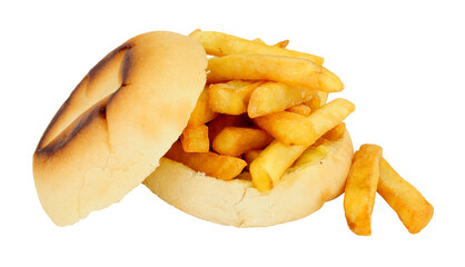 Oven bottom chip sandwich isolated on a white background