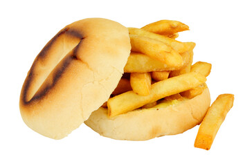 Oven bottom chip sandwich isolated on a white background