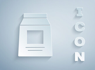 Paper cut Sports nutrition bodybuilding proteine power drink and food icon isolated on grey background. Paper art style. Vector.