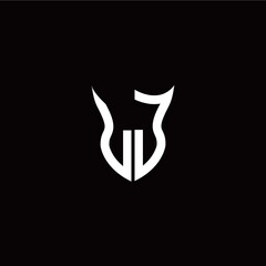 Initial L J letter with unique shield style logo template vector