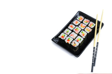 Sushi set on white background