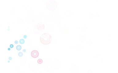 Light Pink, Green vector background with bubbles.