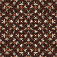 Elegant circle motifs on Central Java batik design with blend red and brown color.