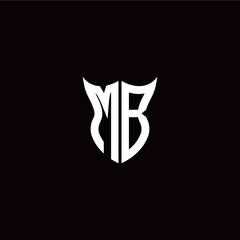 Initial M B letter with unique shield style logo template vector