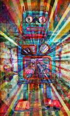 trippy multi-color  robot 