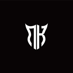 Initial N K letter with unique shield style logo template vector