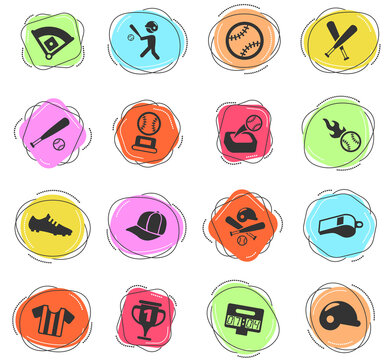 baseball icon set