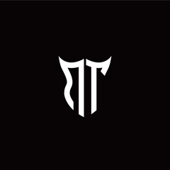 Initial N T letter with unique shield style logo template vector