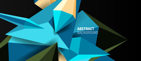3d low poly abstract shape background vector illustration