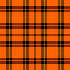 Halloween Tartan plaid. Scottish pattern in black and orange  cage. Scottish cage. Traditional Scottish checkered background. Seamless fabric texture. Vector illustration