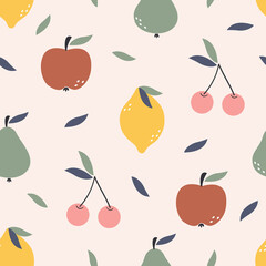 seamless pattern with fruit icons
-  vector illustration, eps