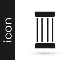 Black Ancient column icon isolated on white background. Vector.