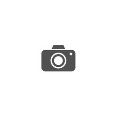 Black camera icon. Vector photo logo.