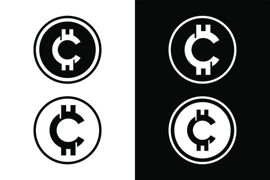 Letter C with circle in black and white for design concept. Very suitable in various business purposes, also for icon, logo symbol and many more.