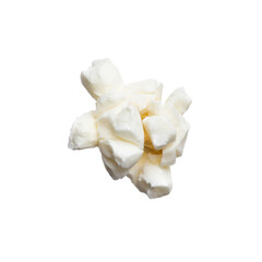 Close-up of studio classic shot salted popcorn isolated on white background. Tasty pop corn for cinema or snack.