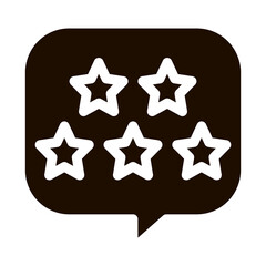 Five Stars In Text Box Frame Vector Icon. Stars In Dialog Element, Hotel Performance Of Service Equipment Pictogram. Business Hostel Items Monochrome Illustration