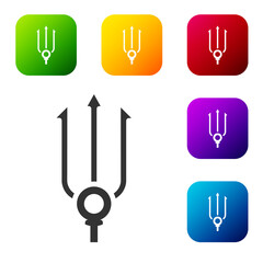 Black Neptune Trident icon isolated on white background. Set icons in color square buttons. Vector.