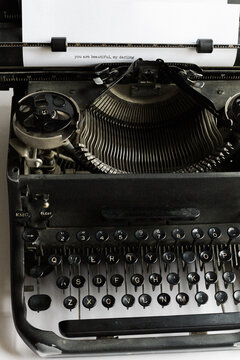 vintage typewriter with a love note