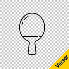 Black line Racket for playing table tennis icon isolated on transparent background. Vector Illustration.
