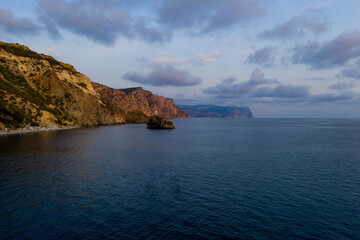 Sunny summer morning. Crimea. Nice sea landscape