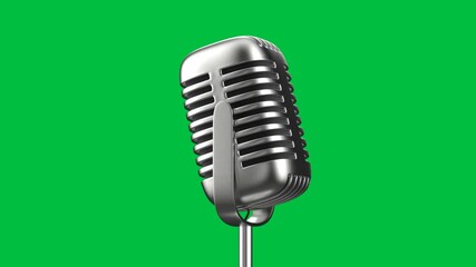 3d rendering microphone on green screen 4k footage