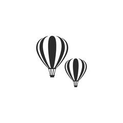 Obraz premium two black hot air balloons isolated on white. Flat cartoon design.