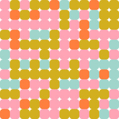 Abstract geometric background. Vector seamless pattern with simple geometric shapes in pastel colors. Retro scandinavian style.