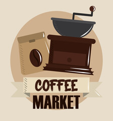 coffee market, grinder and sack product banner