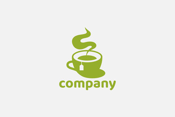 simple herbal tea logo vector graphic with a cup of tea