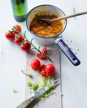 Tomato sauce in a pot