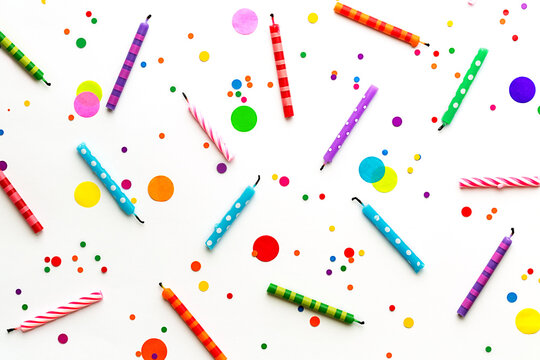 Birthday candles and confetti