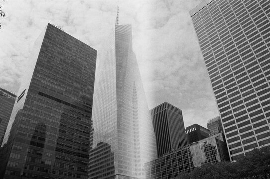 The black and white film photo of New York