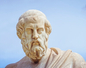 Fototapeta na wymiar Plato portrait sculpture, the ancient Greek philosopher, Athens, Greece