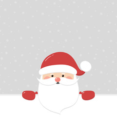 Santa Claus on empty background with snowflakes. Christmas decoration. Vector