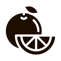 Healthy Food Fruit Orange Vector Icon. Bio Eco Sweet Exotic Sliced Citrus Pictogram. Organic Healthcare Vitamin Delicious Nutrition Monochrome Illustration