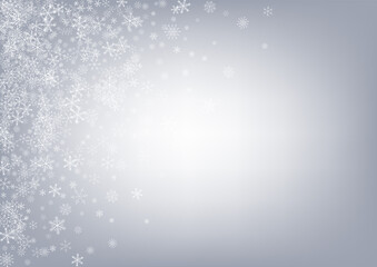 White Snowfall Vector Gray Background. Christmas 