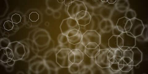 Abstract gold background with flying octogonal shapes