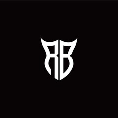 Initial R B letter with unique shield style logo template vector
