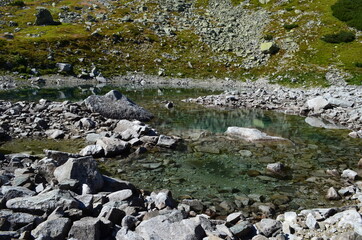Okresowe jeziorka, Staw Staszica w Dolinie za Mnichem, Tatry © Ewa