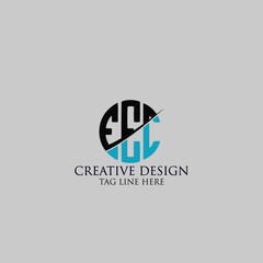 EEC Letter Logo Design Cross Monogram Icon.
