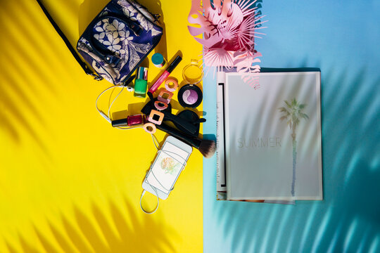 View on bright table with different woman's things