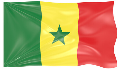 3d Illustration of a Waving Flag of Senegal
